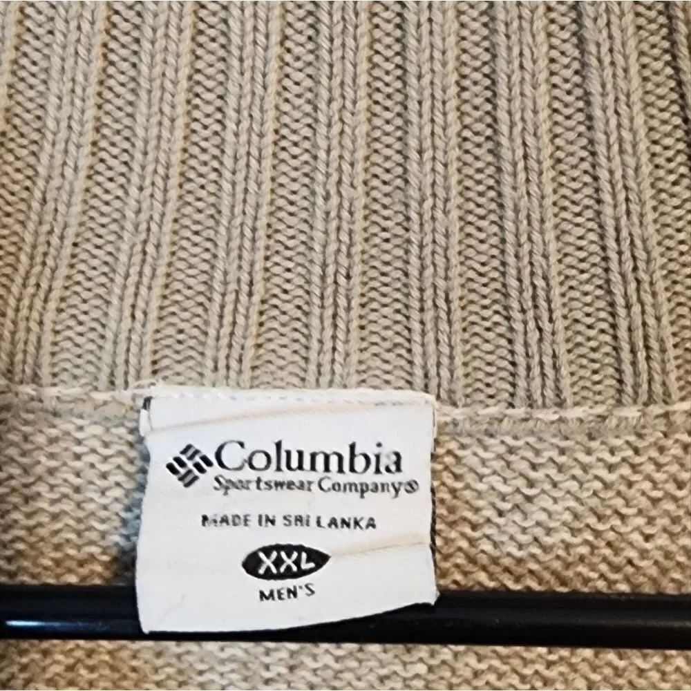 Men's Columbia Zip-Up Turtleneck Tan Sweater, XXL - Picture 2 of 4
